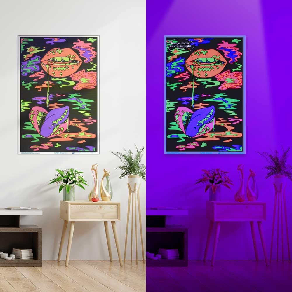 Drippy Lips - By Audrey Herbertson - Laminated Blacklight Poster - 23.5'' X 35.5''
