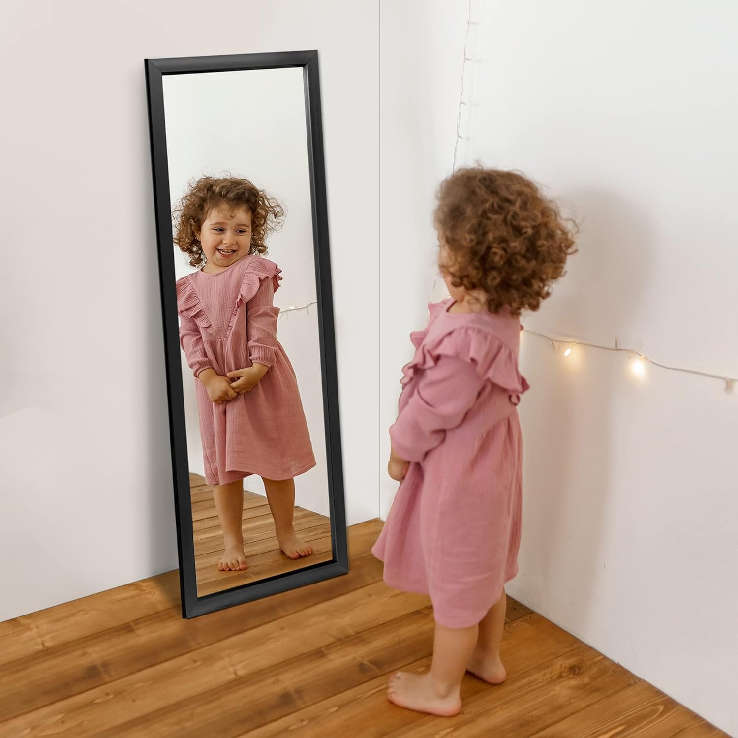 Seven Horses Full Size Rectangular Wall Mirror (Size 15 X 39 Inch) Brown, Unframed | Engineered Wood