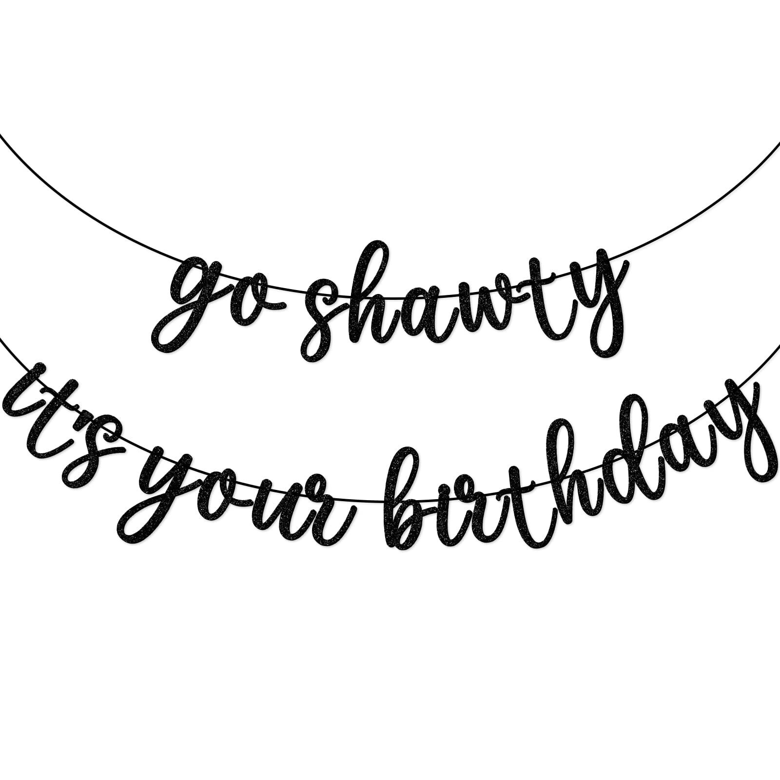 Go Shawty It'S Your Birthday Banner, Hip Hop Birthday Party Decorations Supplies, Rap Theme Bday Bunting Sign, Pre-Strung, Photo