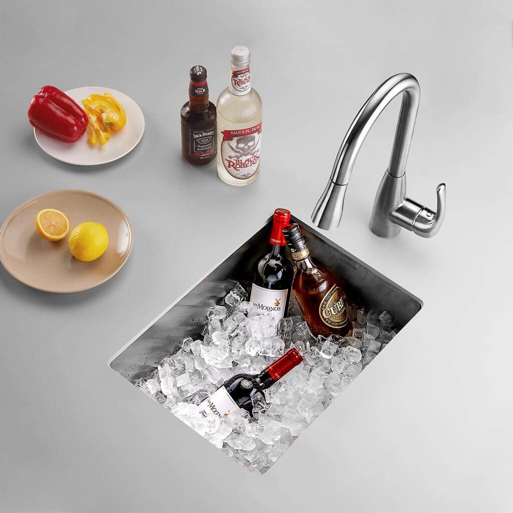 Bar Sink  TORVA 17-Inch Undermount Kitchen Sink  16 Gauge Stainless Steel Single Bowl - 17 x 19 x 9 Inch Deep Bar/Prep Basin
