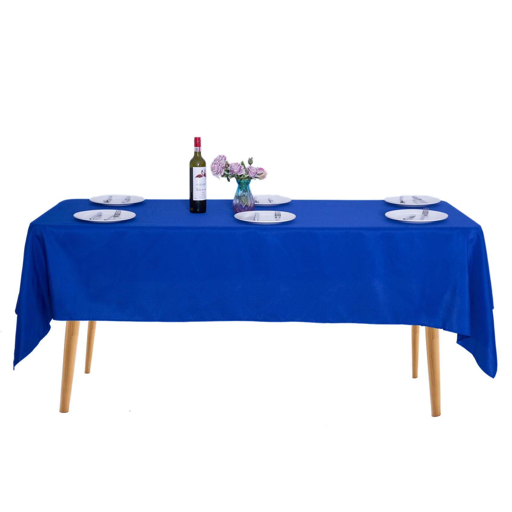Ascoza 2Pack 60X102 Inch Royal Blue Rectangular Tablecloth 6 Feet Table Cloth In Polyester Fabric For Wedding/Banquet/Restaurant
