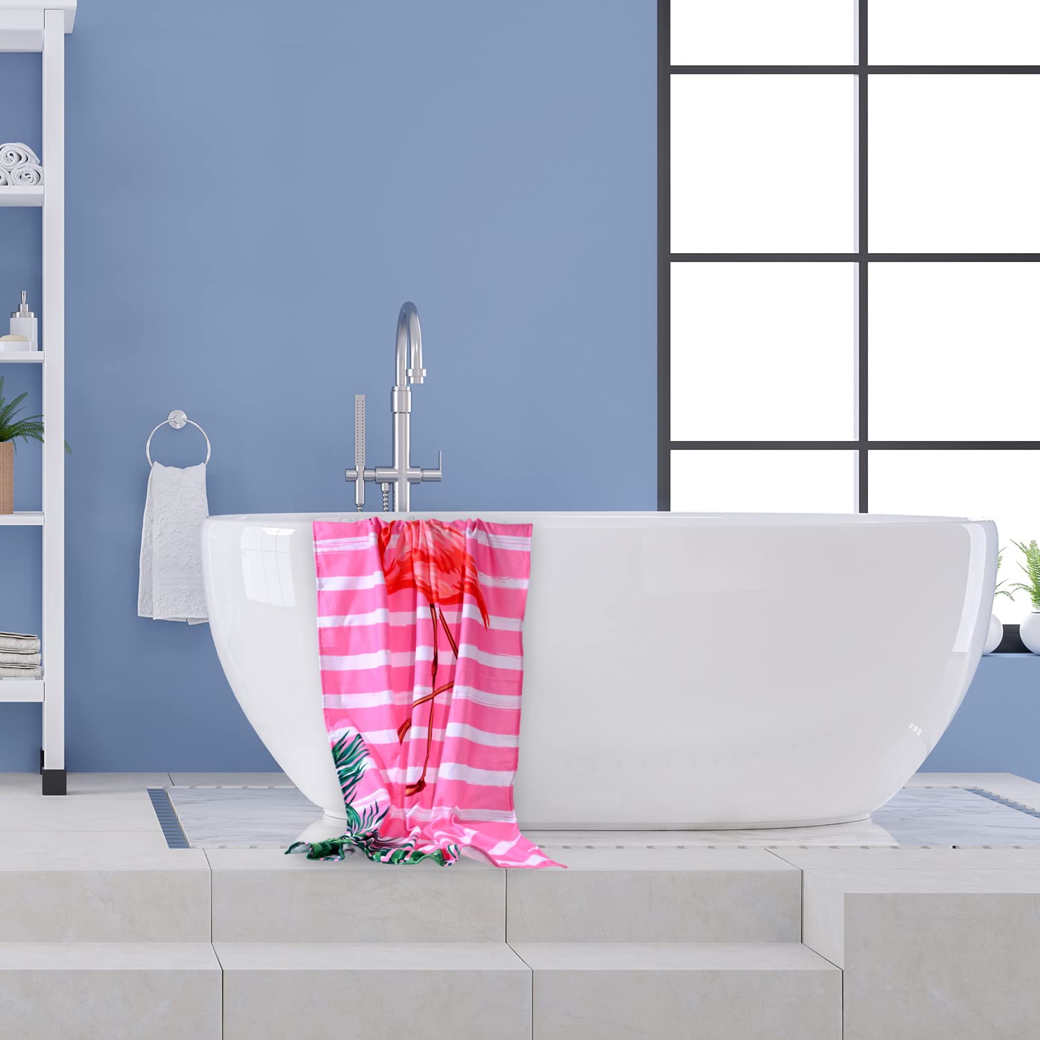 Livilan Pink Flamingo Beach Towel For Girls Kids, Microfiber Thin Soft Bath Swim Pool Yoga Towel 24   X48   , Oversized Quick Dr