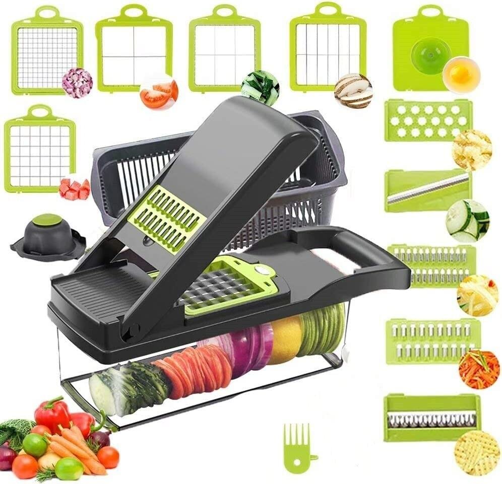 Jlv Picador,Cortador De Verdura 12 En 1 Manual Multi Kitchen Helper Procesador De Alimentos Chopper
