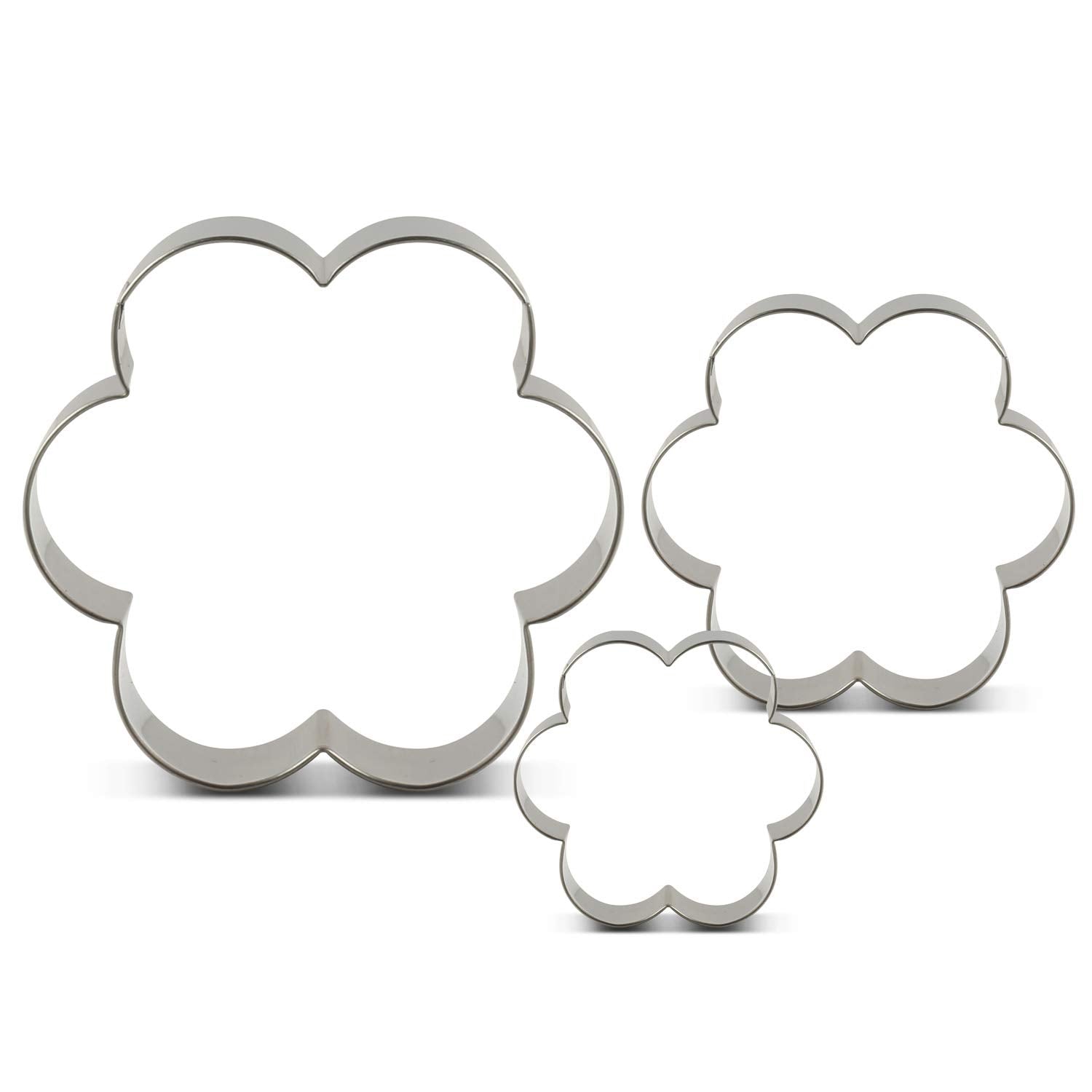 Liliao Flower Cookie Cutters - 3 Various Size - Large: 3.7 Inches, Medium: 3.3 Inches And Small: 2.6 Inches - Stainless Steel