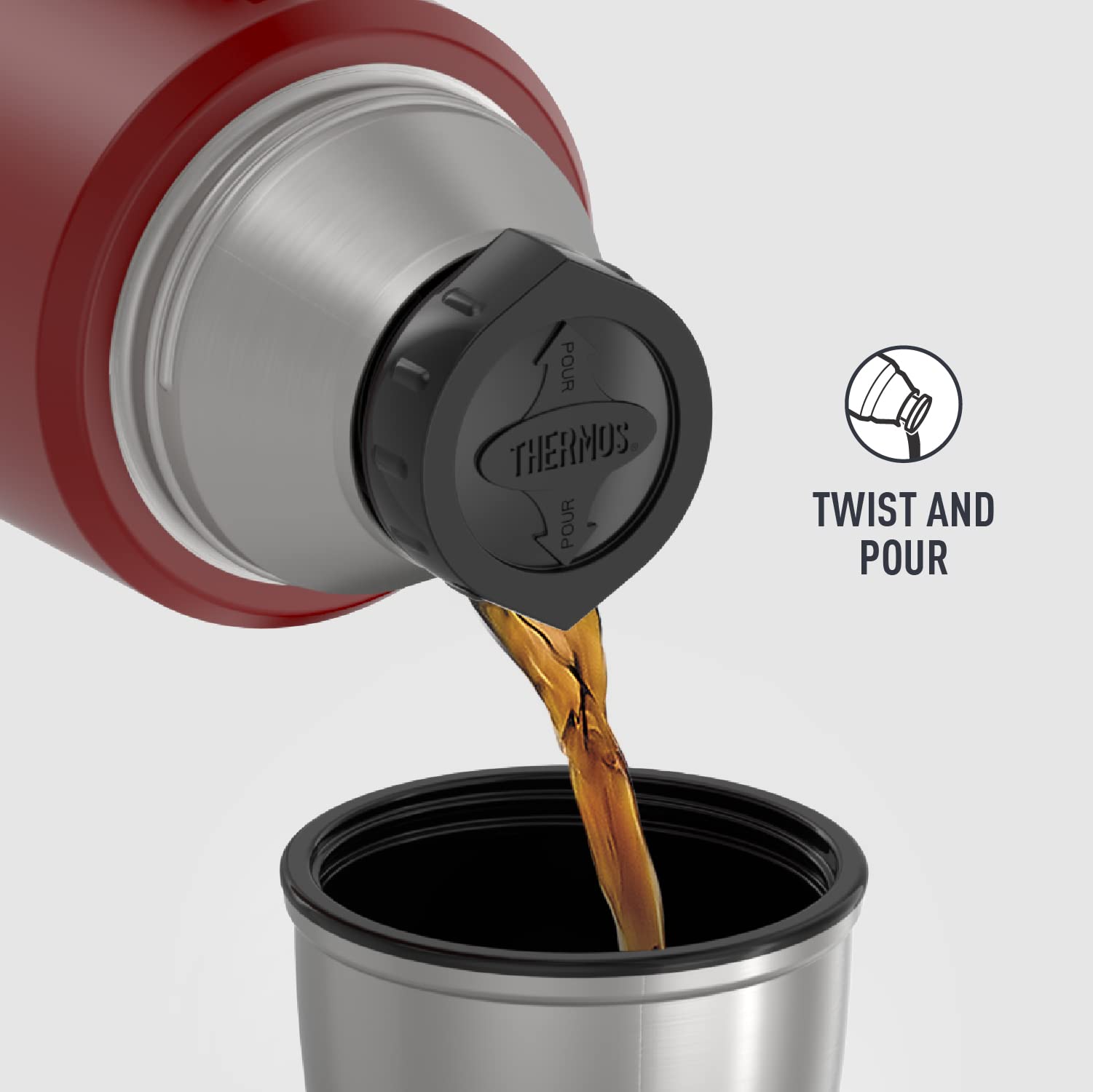 Thermos Stainless King Vacuum-Insulated Beverage Bottle, 40 Ounce, Rustic Red