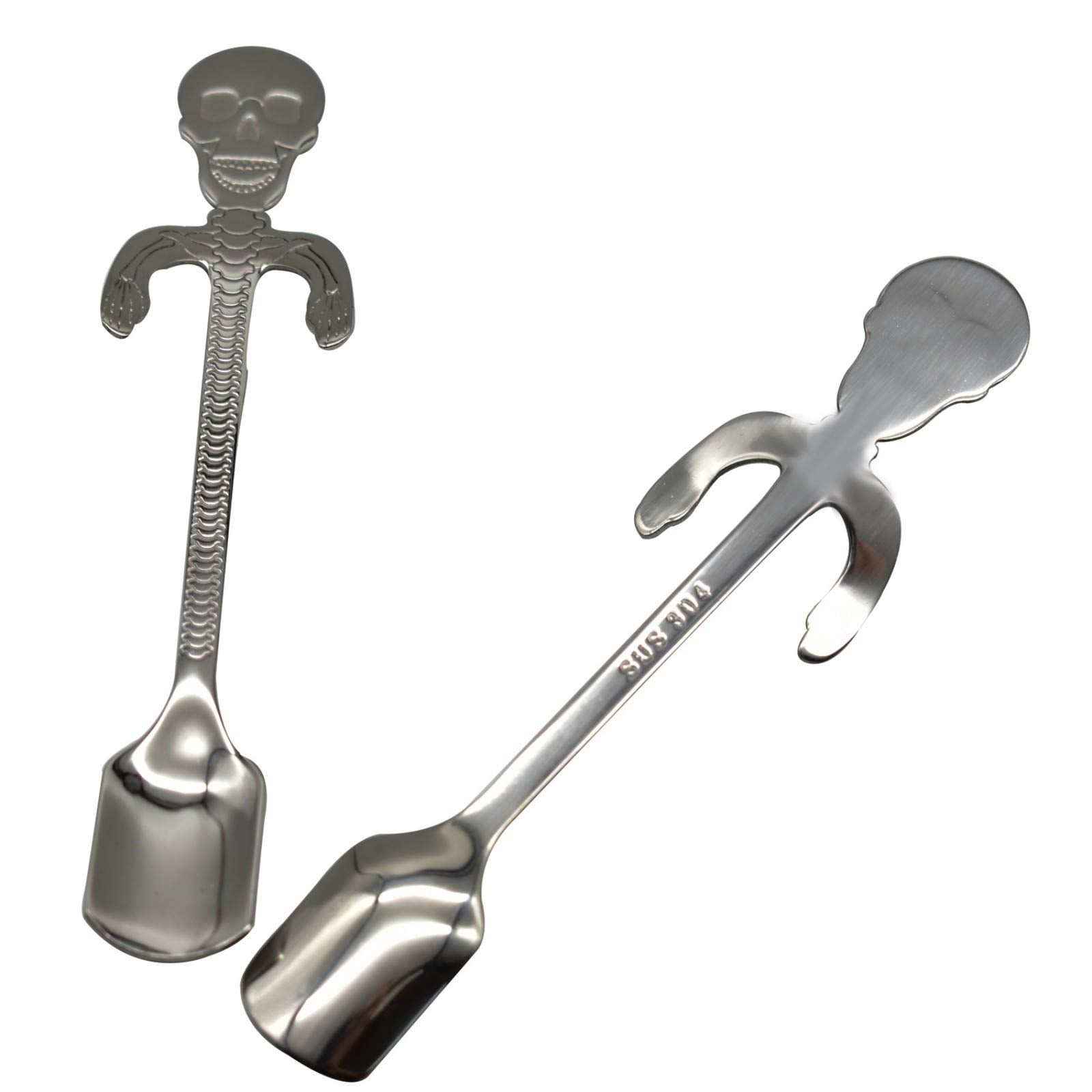 Maydahui 6 Pcs Skull Spoon 5 Inch 18/10(304 )Stainless Steel Hanging Teaspoons Coffee Tea Sugar Espresso Dessert Stirring Spoons