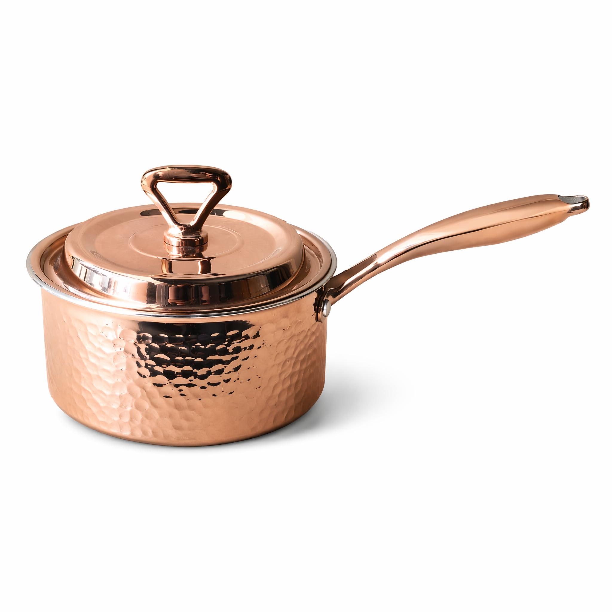 YJX Hammered Saucepan with Lid, Sauce Pan with Handle for Soup or Milk