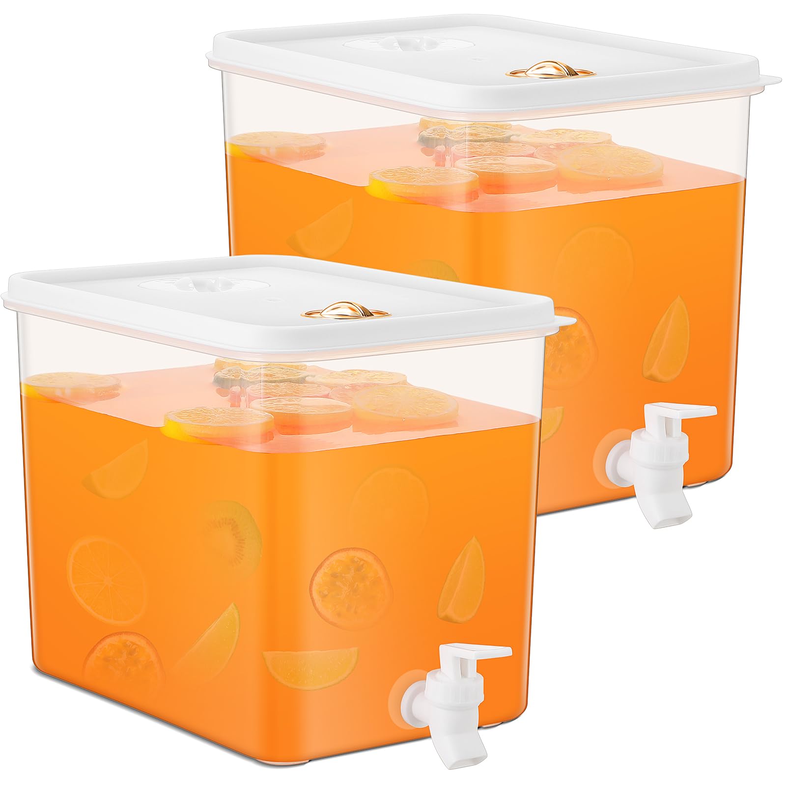Domensi 2 Pack 2 Gallon Drink Dispenser for Fridge with Spigot Water Dispenser Leak Proof Lids Filter Screen Beverage Juice Cont