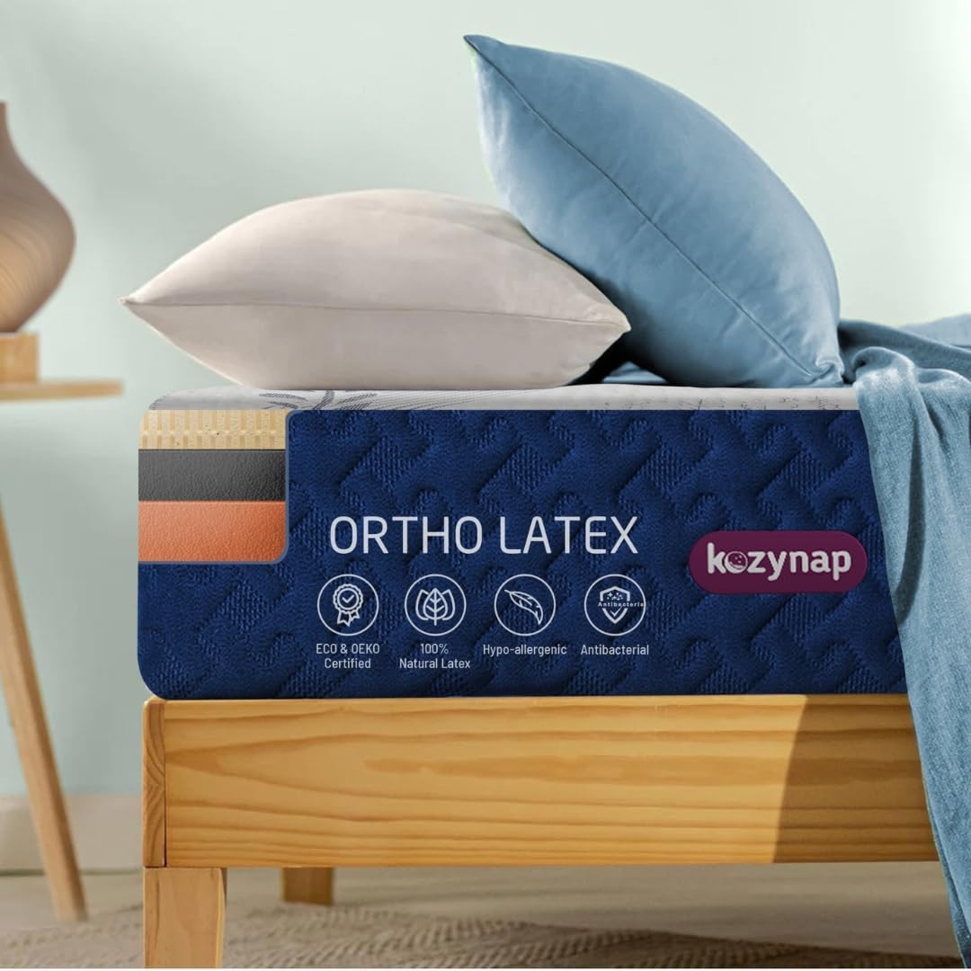 Kozynap Pure Natural Latex Ortho Hybrid Memory Foam Mattress 15 Years Warranty 100 Days Free Trial Back Pressure Relief High Gsm
