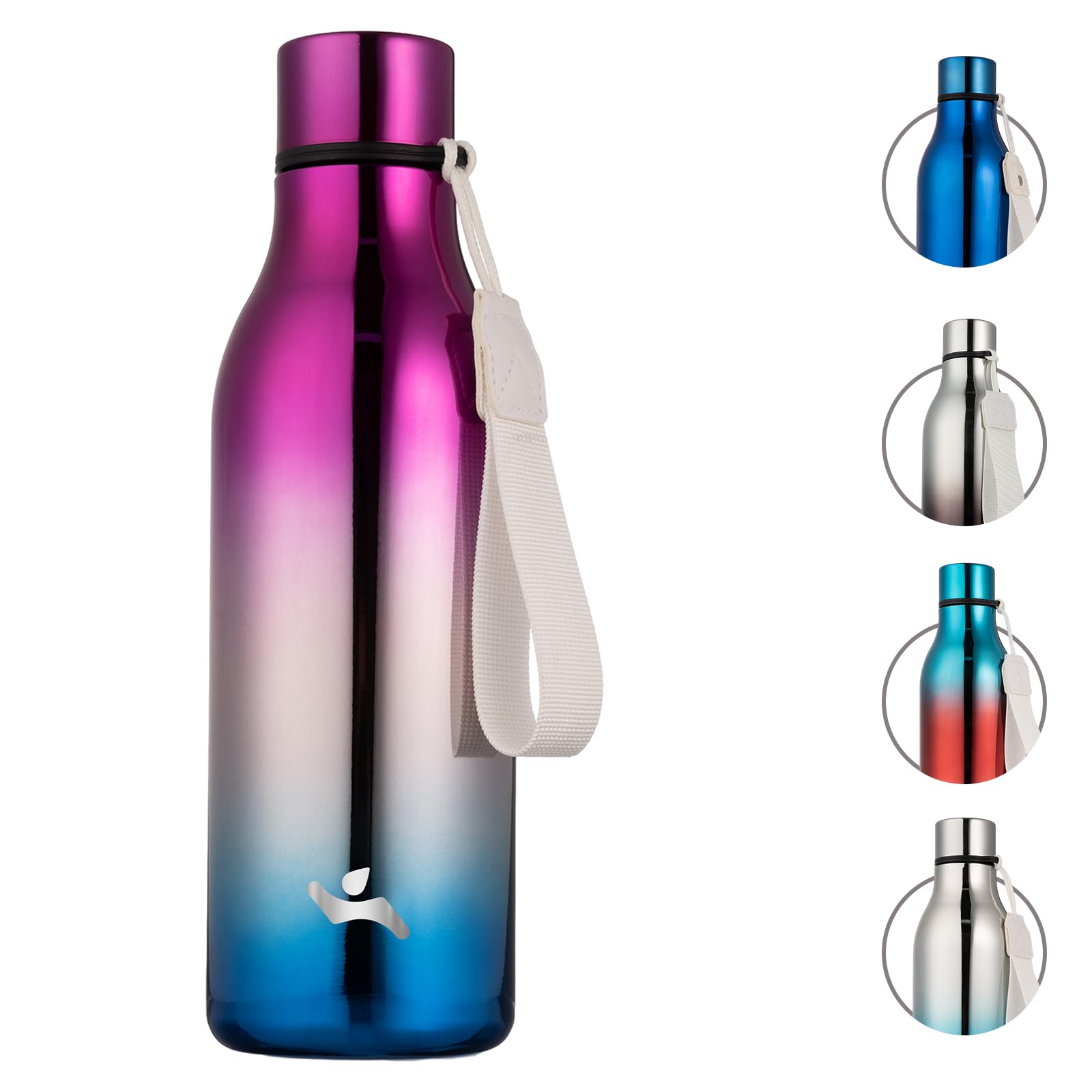 Konokyo Insulated Water Bottle with Strap,18 oz Double Wall Stainless Steel Vacuum Bottles Metal Water Flask,Wonderland