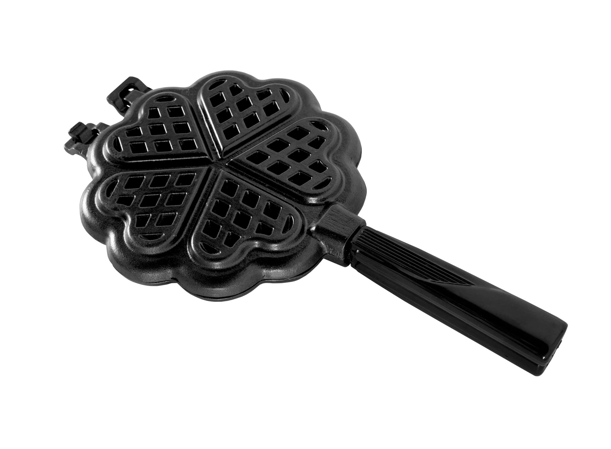 Nordic Ware 01705 Sweetheart Waffler, Cast-Aluminium Pan, Heart Shaped, Mini Waffle Maker, Black Five 3.5 inch cavities