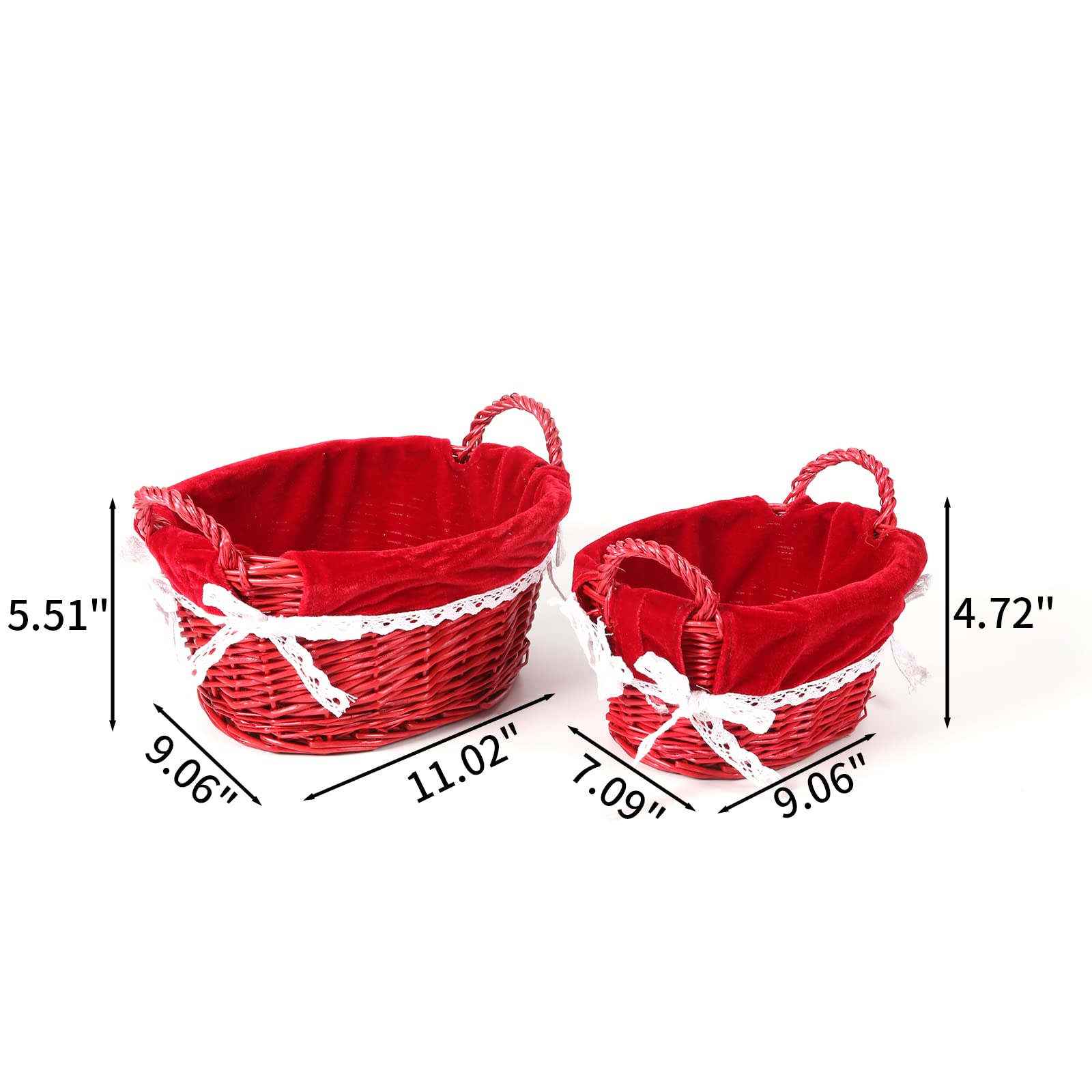 Yrhome Wicker Storage Baskets Oval Woven Basket With Handle Liner For Shelf Decorative Empty Gift Baskets Decor