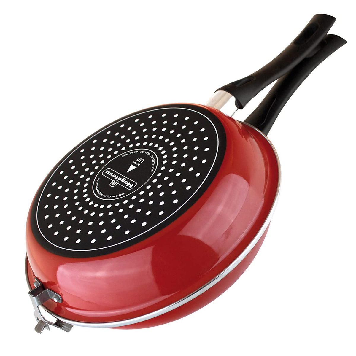 Magefesa  Frittata Spanish Tortilla Frying Pan, 9.4 In, Red, Double Layer Non-Stick Frying Pan, Vitrified Steel, Compatible With