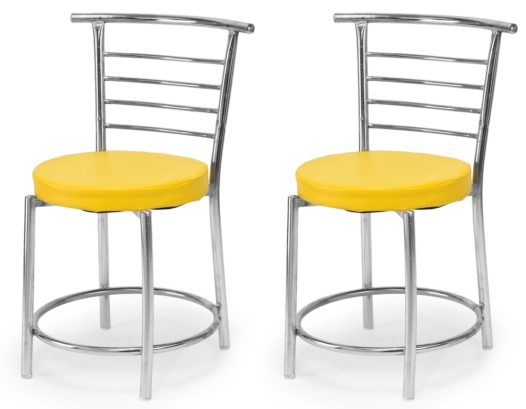 Goyal Steel & Furniture Chairs For Dining Table, Steel Chair, Dining Chair With Comfortable Cushion (2, Yellow, Standard)