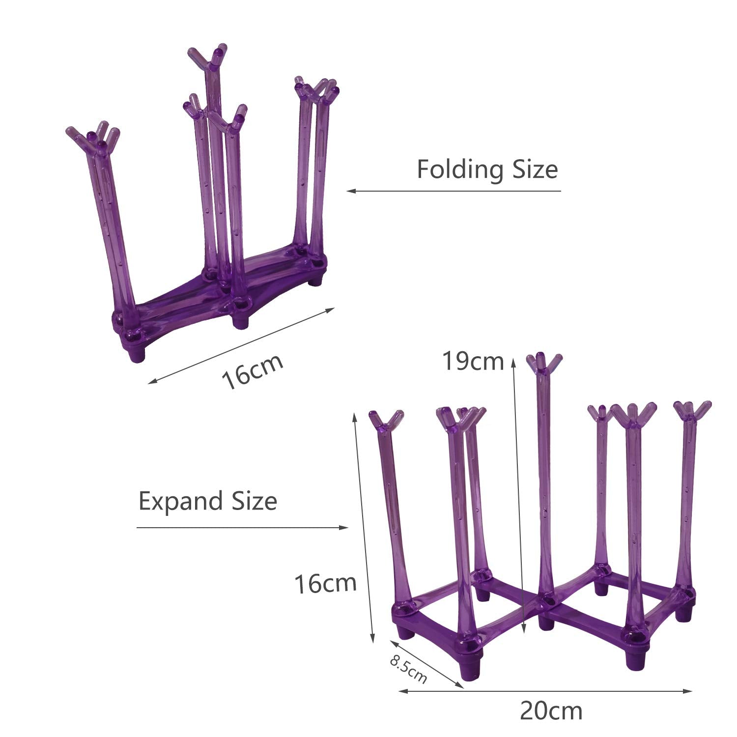 Pruple Retractable Cup Drying Rack Drinking Glass And Sports Bottle Drainer Stand Plastic Bag Dryer For Kitchen Dish Drainer Wit