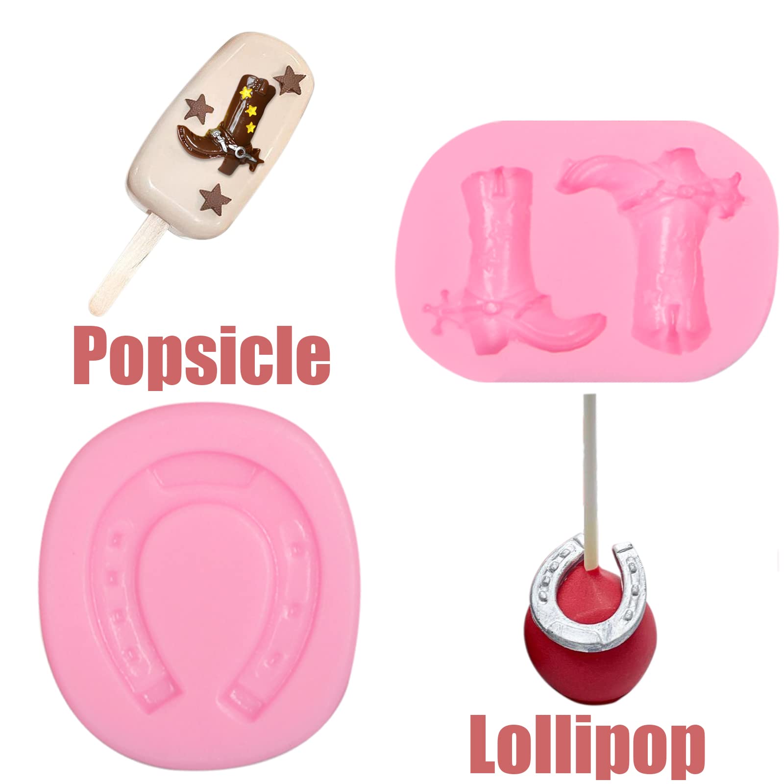 Bull Head Chocolate Fondant Mold 6 Pcs, Cactus Silicone Molds Feather Arrow Boot Star Horseshoe Hoof Mold For Cake Decoration Ca