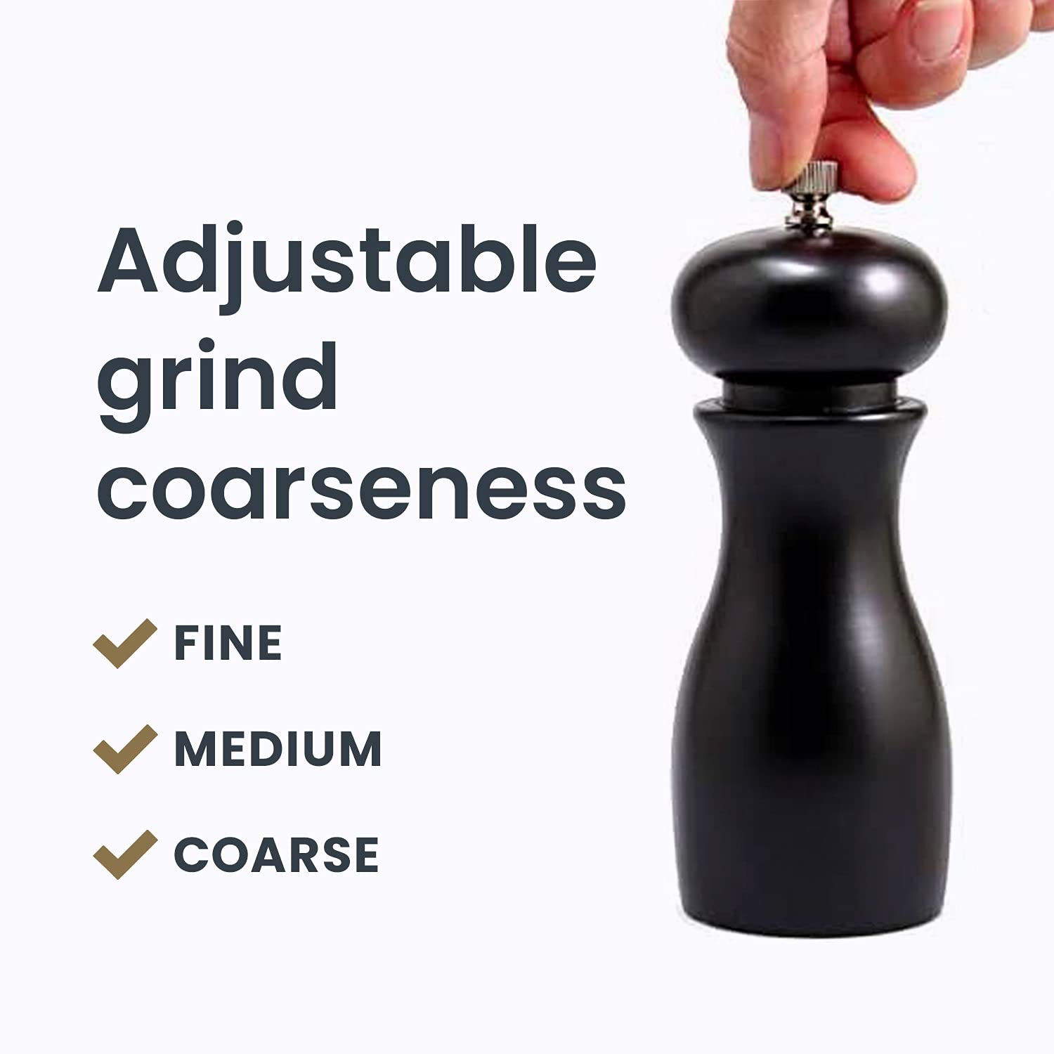 Olde Thompson Since 1944 Caffe Wood Salt & Pepper Mill Set, 6'', Black