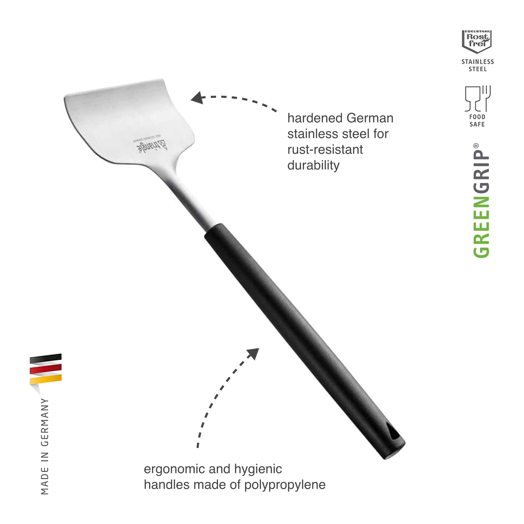Triangle Cream Spreader - Stainless Steel - Icing & Frosting Spreader For Cakes & Desserts - Greengrip Handle - Dishwasher Safe