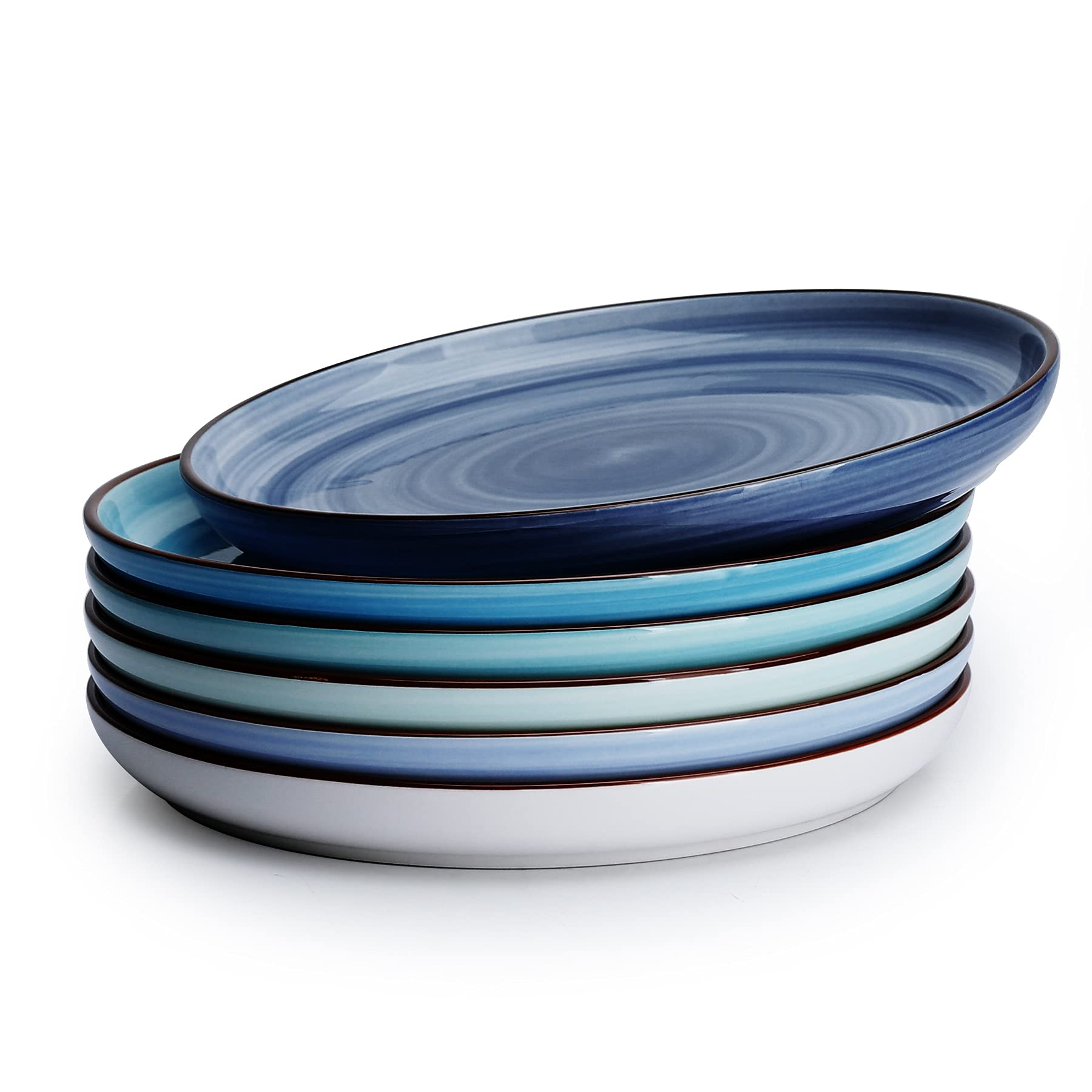Sweese Porcelain Round Dessert Salad Plates Set Of 6, 74 Inch Ceramic Plates Dishwasher, Oven, And Microwave Safe, Cool Assorted