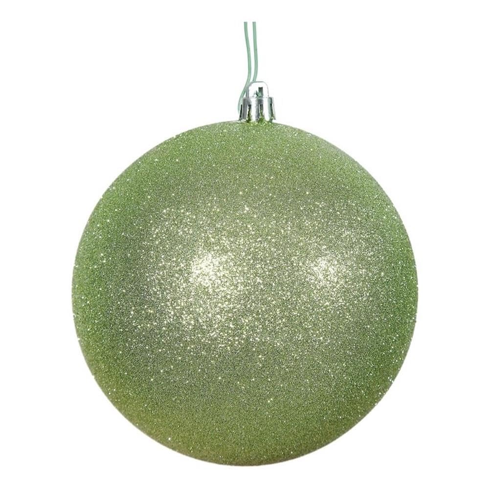 Vickerman N592554DG Glitter Ball Ornament with Shatterproof UV Resistant, Pre-drilled Cap Secured & 6 of Green Floral Wire, 10, 