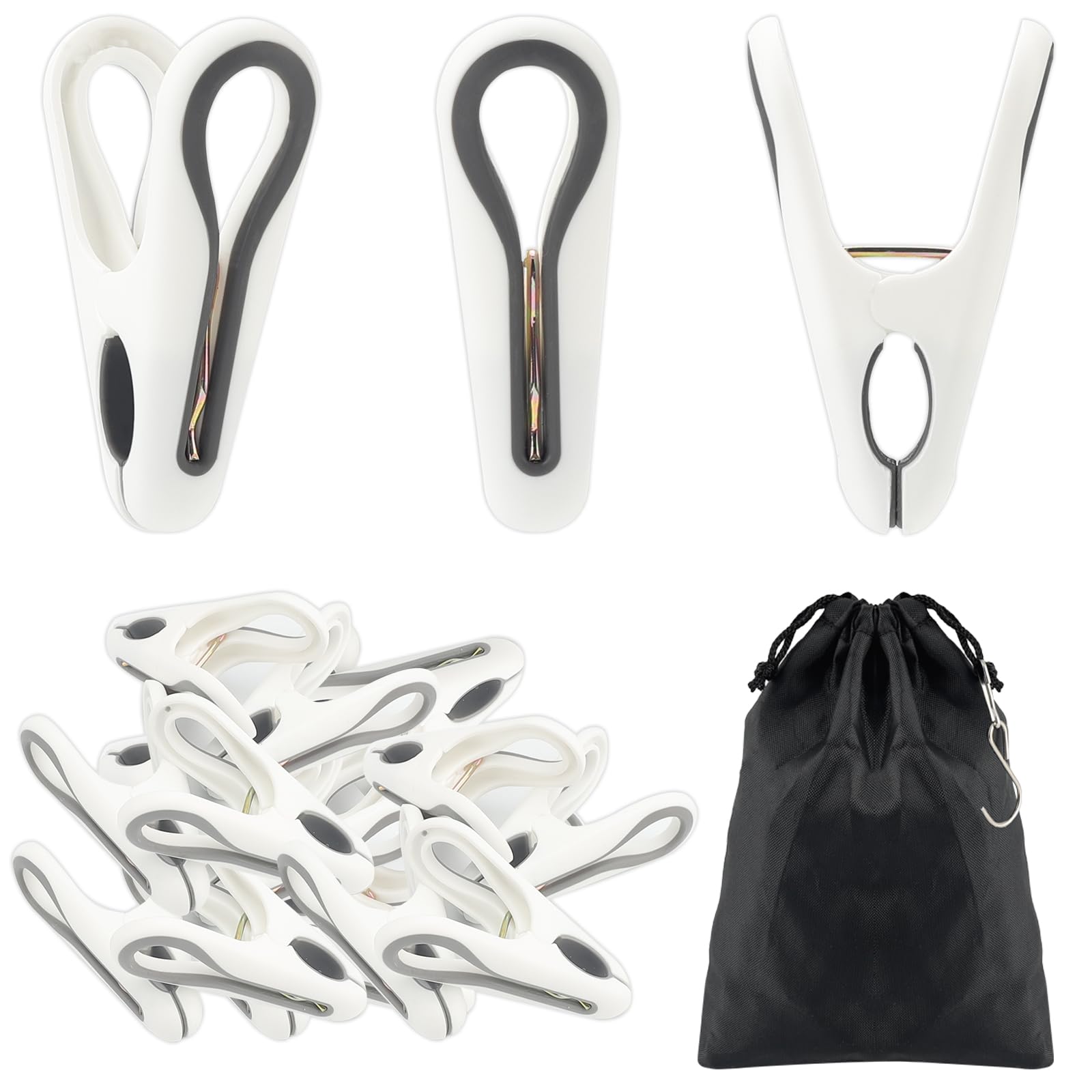 Rovedcity Plastic Clothes Pins Strong Clothespins-24Pcs Heavy Duty Laundry Clothes Clips Windproof Clamps Clothes Pegs, No Trace