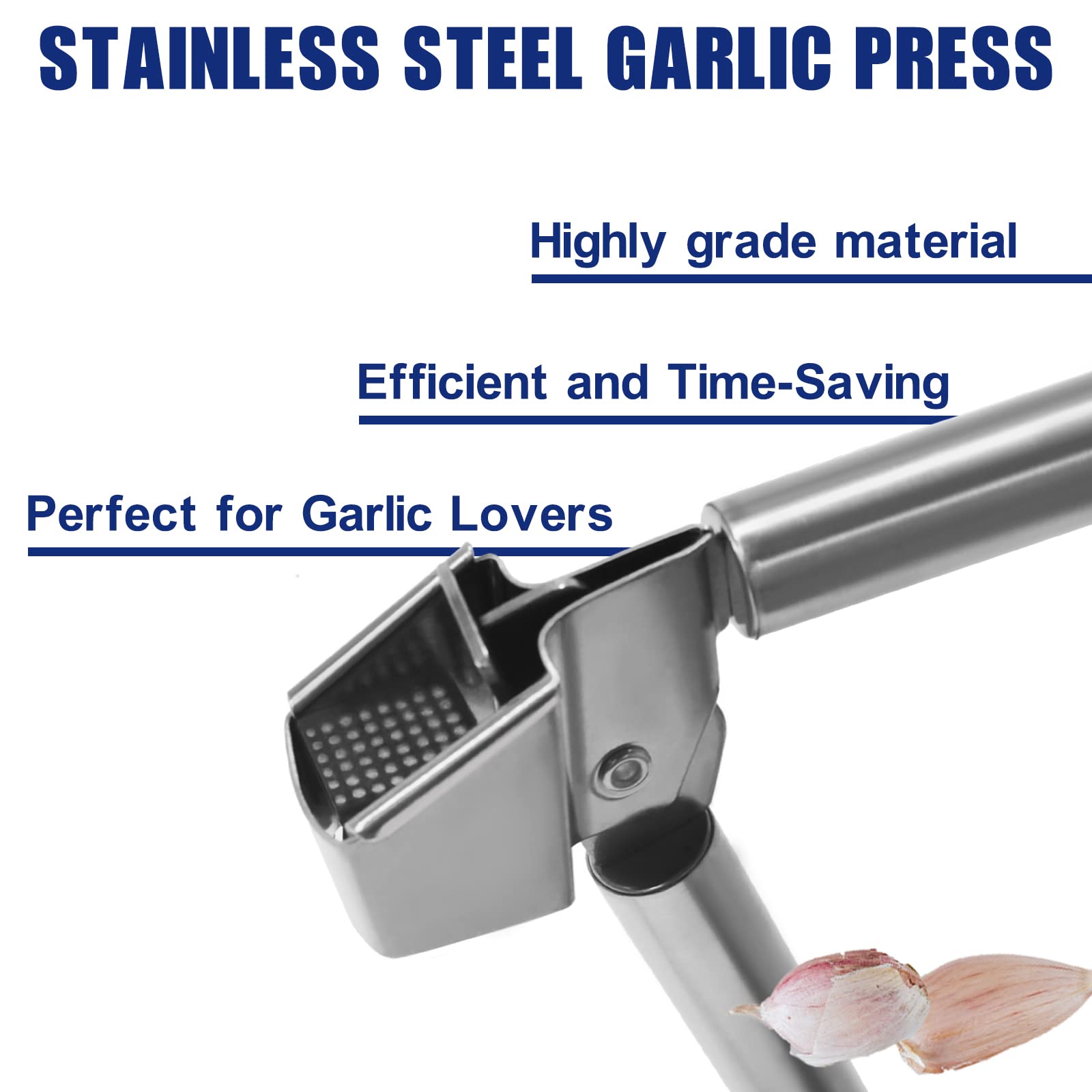 Byvov Garlic Press Stainless Steel Garlic Crusher Easy Clean Rust Proof & Dishwasher