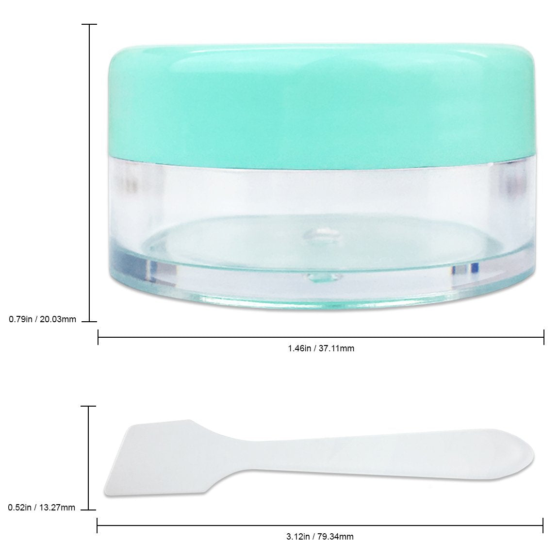Beauticom 4 Pieces 10G/10Ml Clear Plastic Jars With Light Teal Green Lids Refillable Cosmetic Cream Eye Shadow Nails Powder Gems