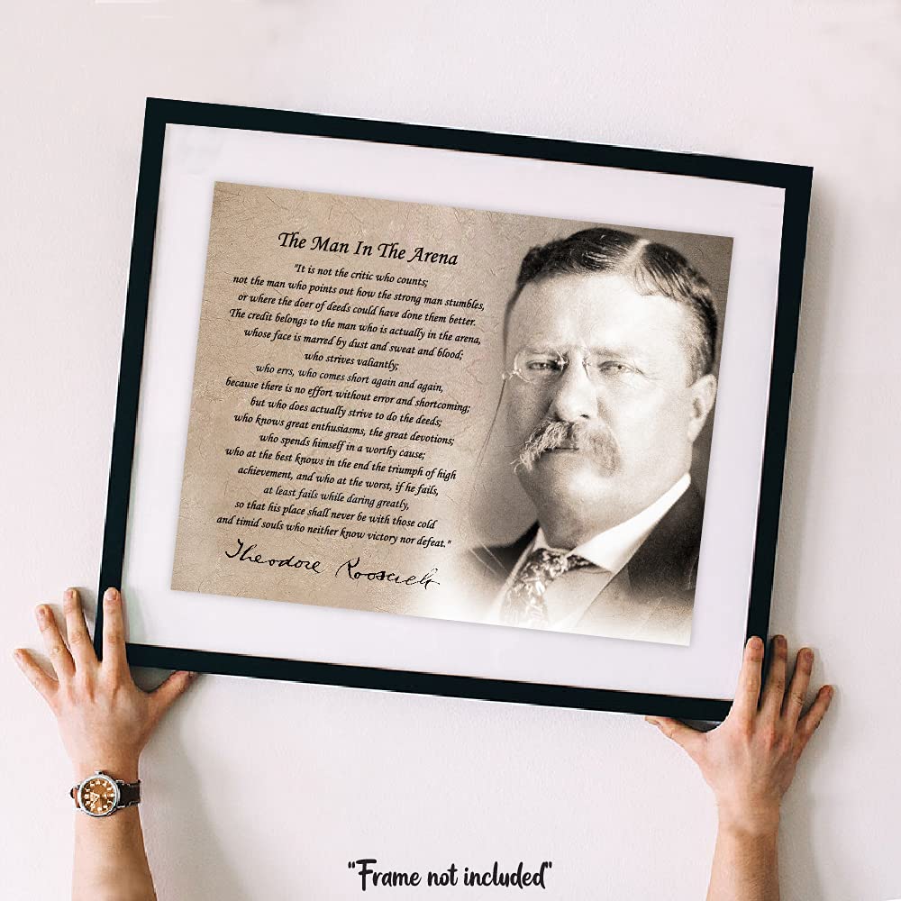 Mega Format The Man In The Arena Theodore Roosevelt Poster Wall Art, Motivational Quote, Inspirational Teddy Roosevelt Poster, T
