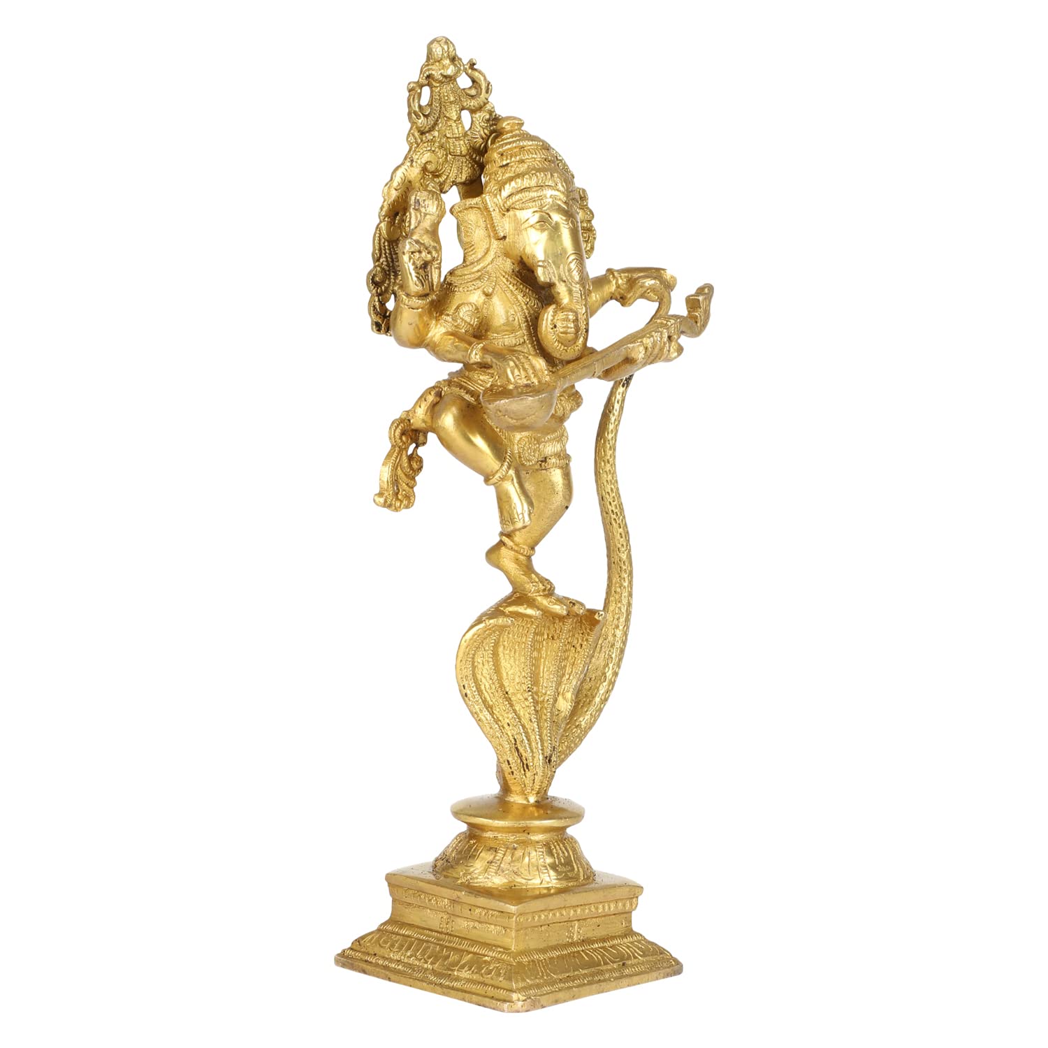 Kartique Brass Lord Ganesha Bhagwan God Standing On Sheshnaag Ganesh Idol Ganpati Murti For Home Entrance Pooja Gift Good Luck V