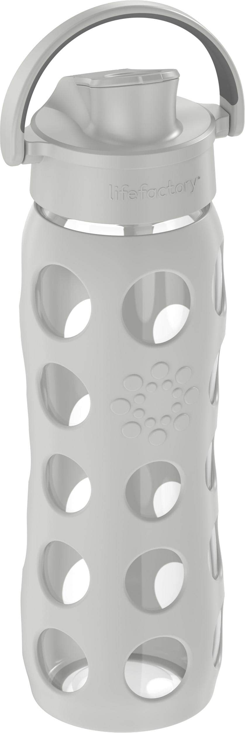 Lifefactory 22-Ounce Active Flip Cap Glass Water Bottle, 22Oz, Cool Grey