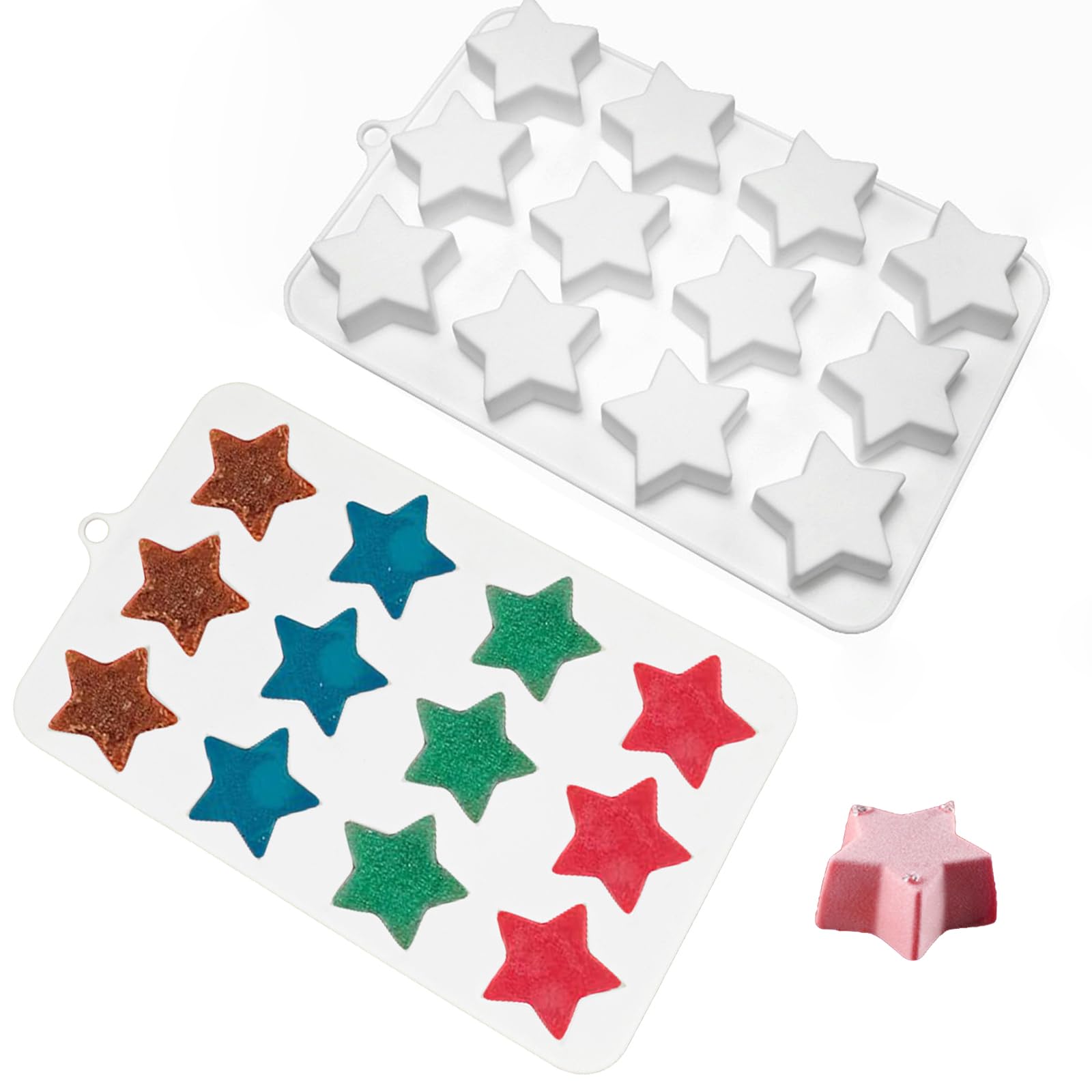 LLchunyun Star Chocolate Mold Star Shape Candy Gummy Jello Pudding Soap Cookie Silicone Molds Fourth Of July Silicone Mold for B