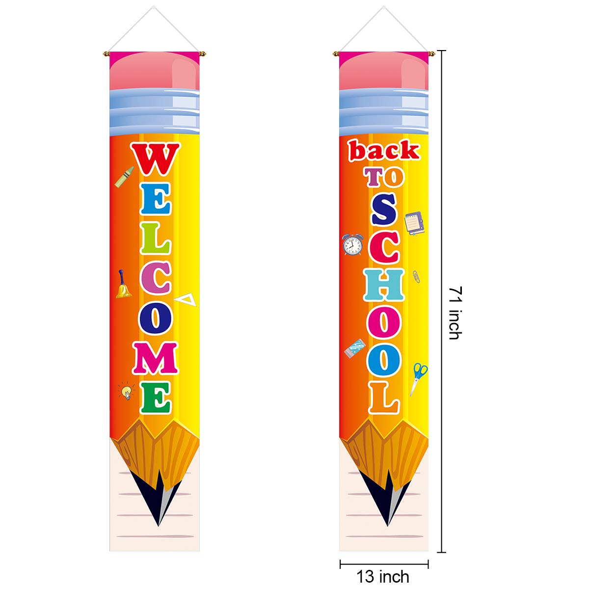 Welcome Back To School Party Decorations Porch Sign Hanging Backdrop Banner 2024 - First Day Of School Party Supplies Classroom
