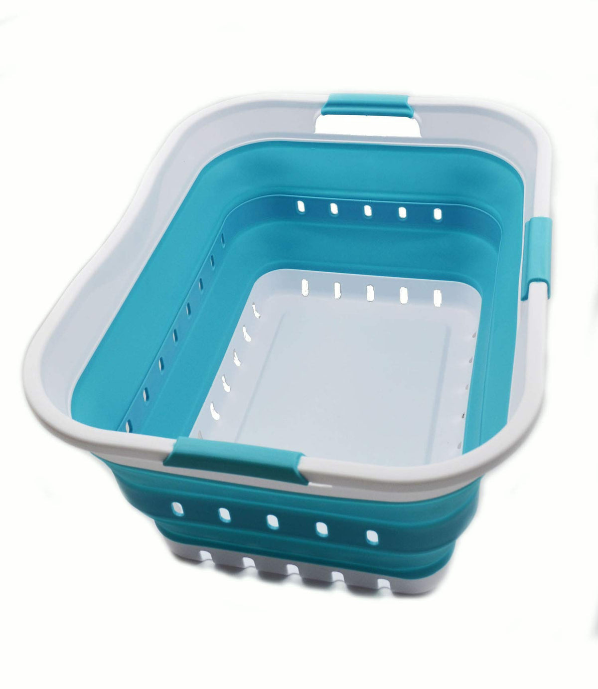 Sammart 42L Collapsible Plastic Laundry Basket - Foldable Pop Up Storage Container/Organizer - Space Saving Hamper/Basket (1, Wh