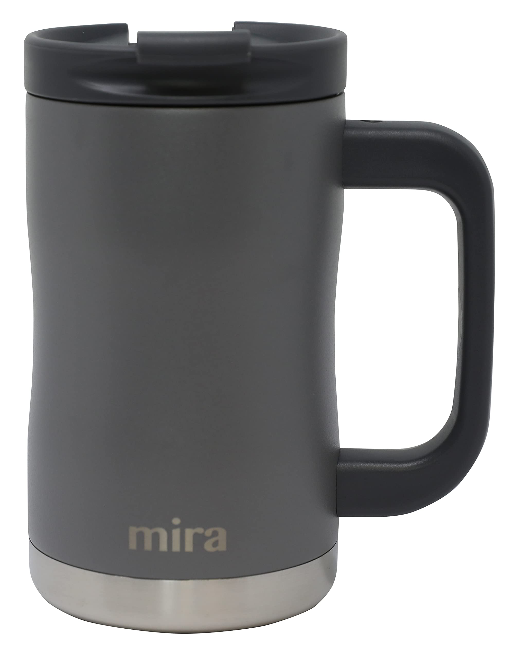 MIRA 14 oz Insulated Coffee Mug with Handle  Stainless Steel Thermo with Secure Lid  Hot & Cold Cup  Slate Gray