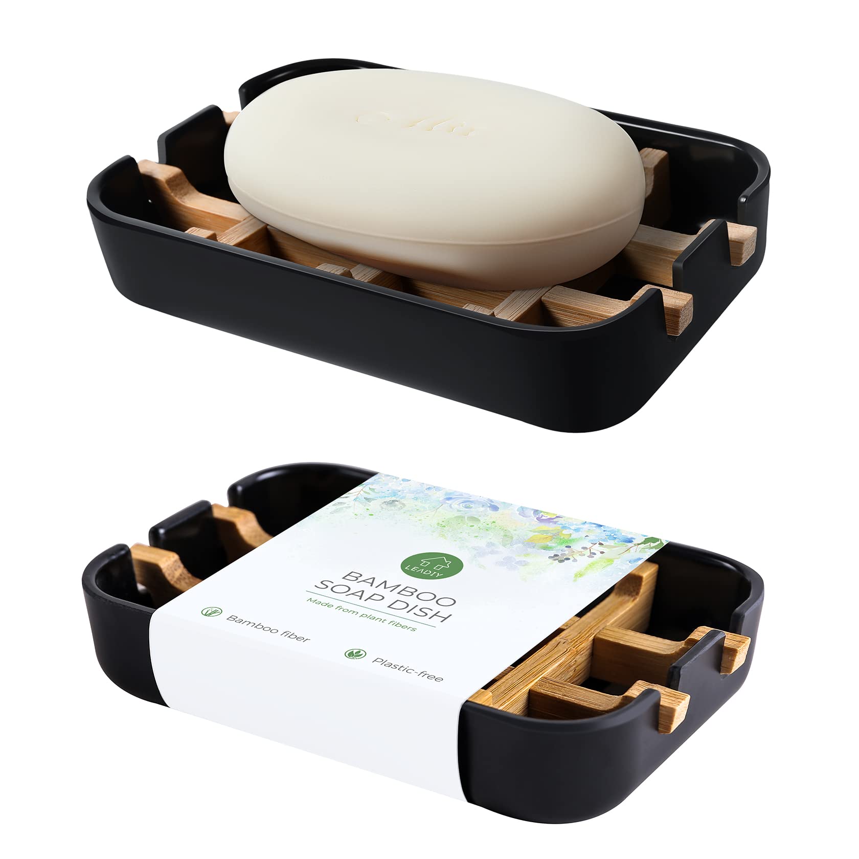 Soap Dishes   For   Bar   Soap, Black Bathroom Soap Holder, Bamboo Soap Dishes Holder For Bathroom Shower, Bathroom Sink Soap Di