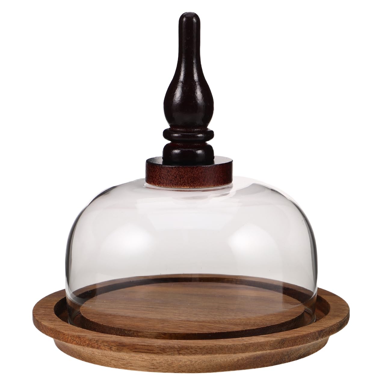 CONGARTENO Cake Stand with Glass Dome Covered Cake Platter Rustic Wood Dessert Display Tray with Lid for Bakery Pastry Butter Ch