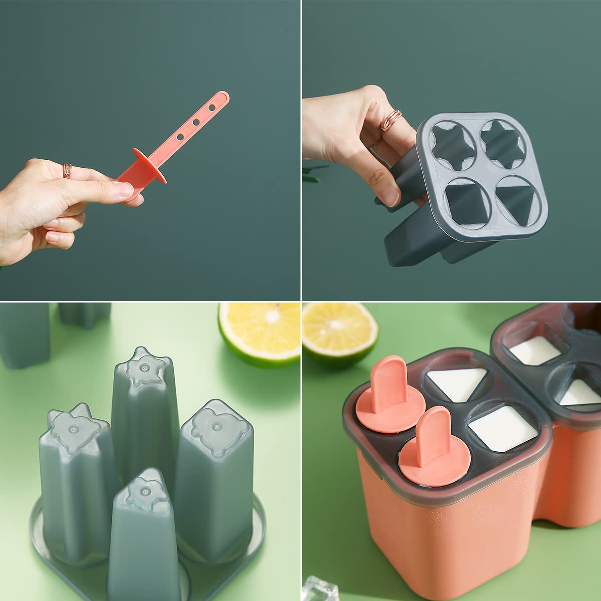 Homquen Popsicles Molds, 8 Piece Ice Pop Mold, Reusable Easy Release Ice Cream Mold For Kids, Many Shapes Homemade Popsicle Mold