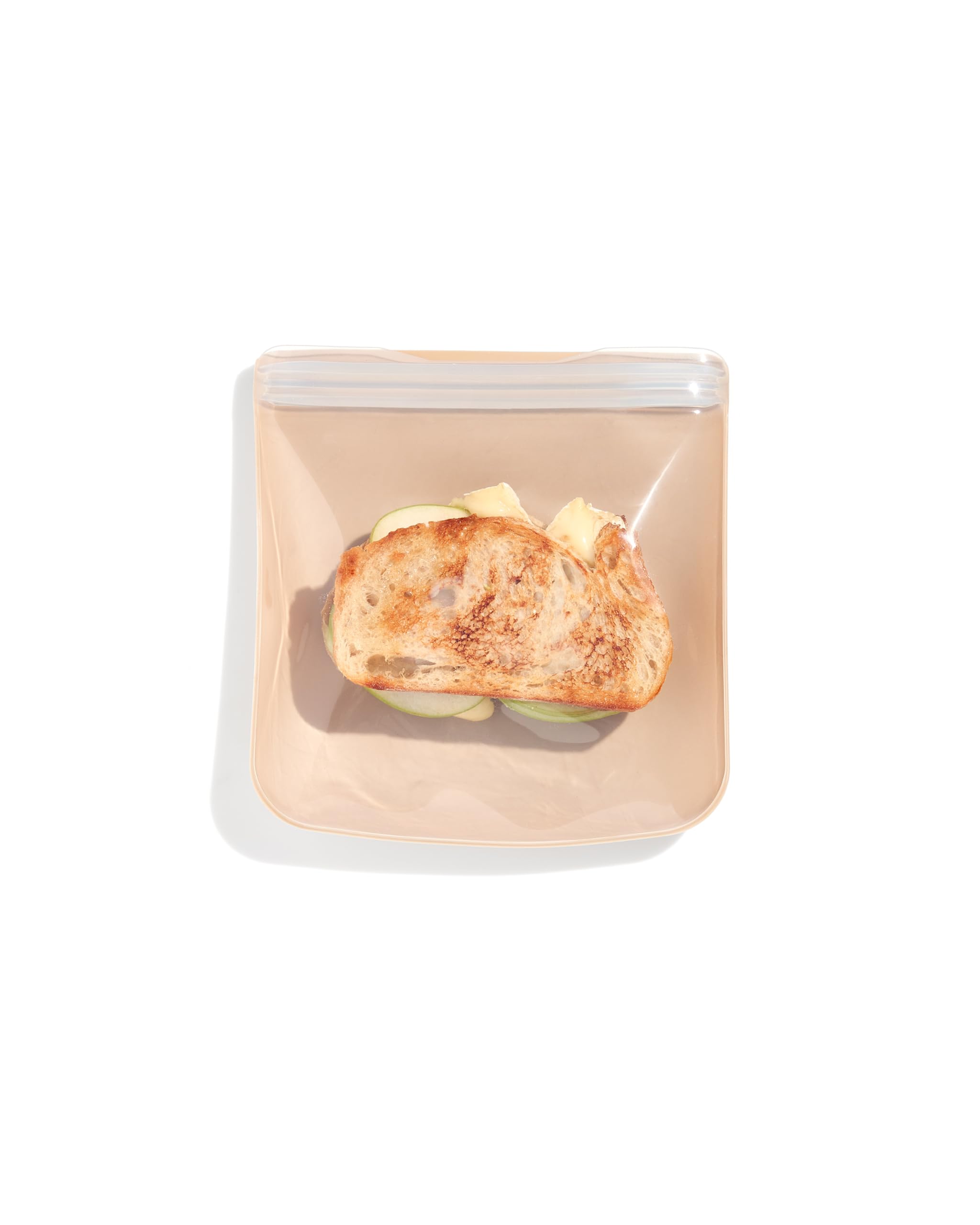 W&P Porter Silicone Reusable Storage Bag, Sandwich (34Oz Flat), Oat, Food Storage Container, Microwave And Dishwasher Safe, Easy