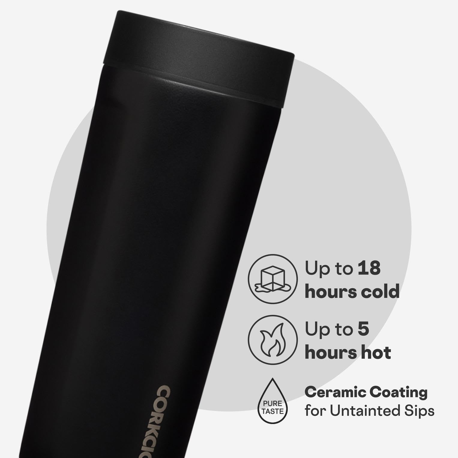 Corkcicle Commuter Cup Travel Mug - Insulated Coffee Mug with Lid - Keeps Drinks Cold 18 Hours - 360 Spill-Proof Sip Lid - Holid