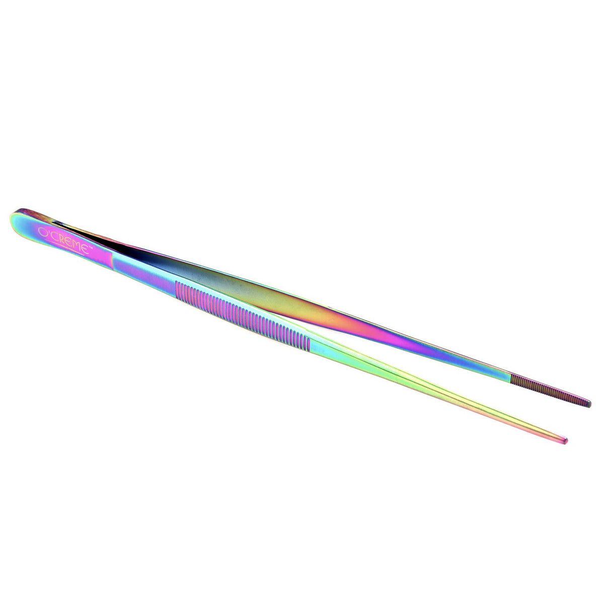 O'Creme Stainless Steel Precision Kitchen Culinary 8 Inch Tweezer Tongs (8'' Straight, Multicolored)