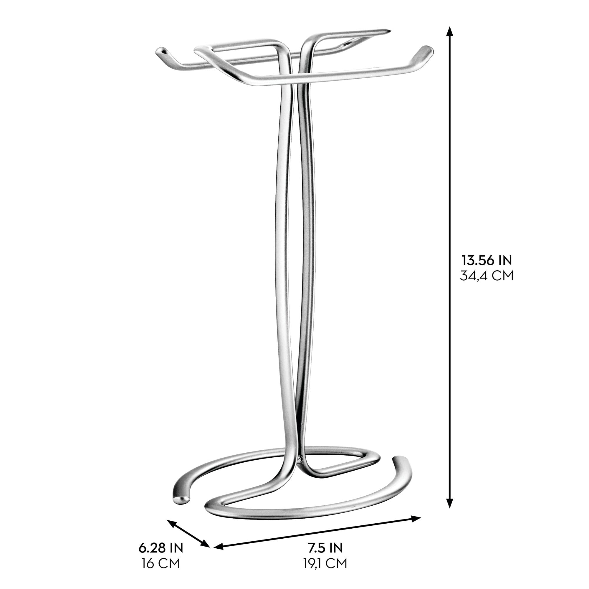 Idesign T-Shape Countertop Hand Set Of 2-Chrome Towel Holder