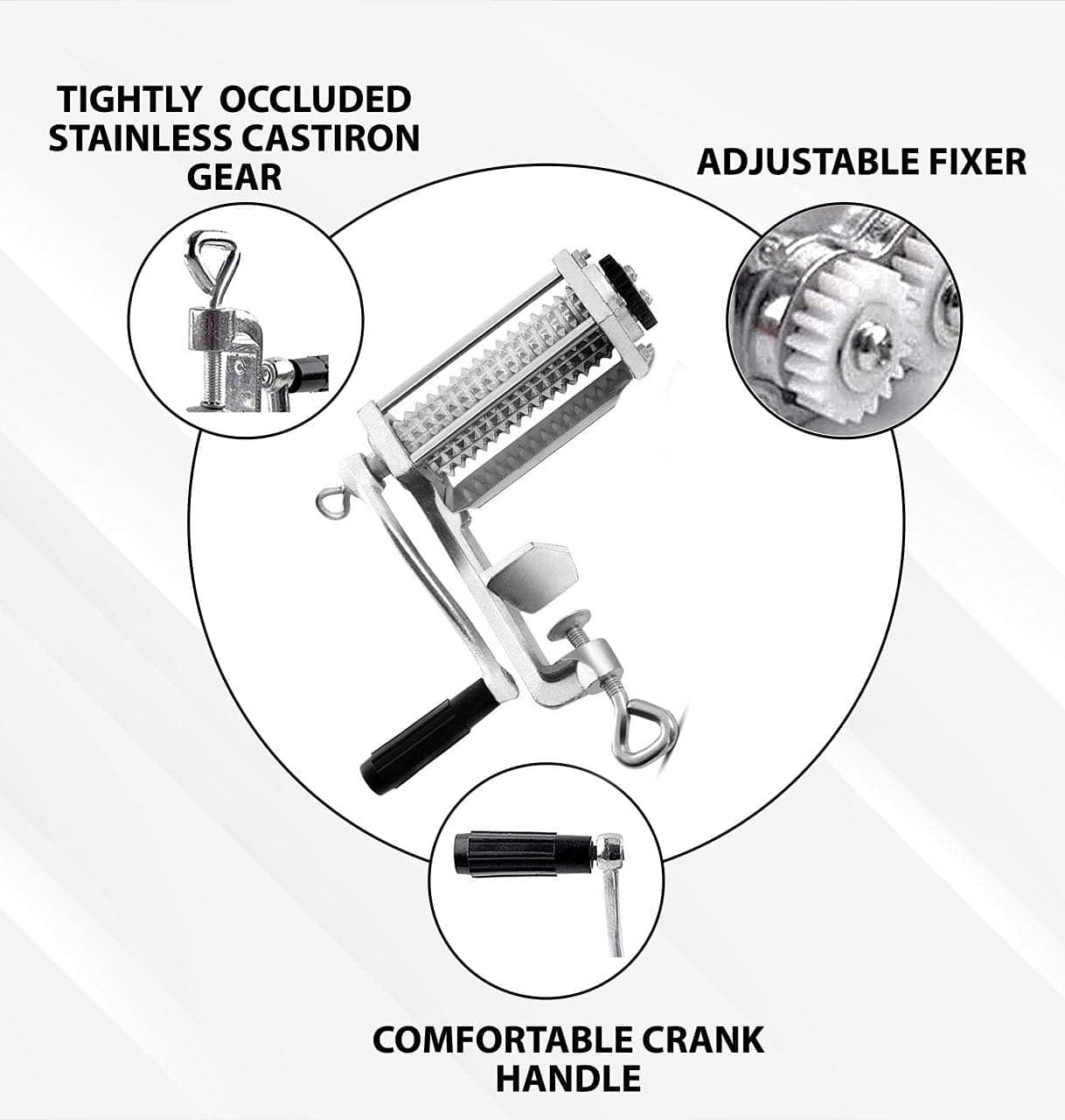 BELMAKS Heavy Duty Meat Tenderizer Cuber, Aluminum Steak Flatten Tool, Clamp-on, White