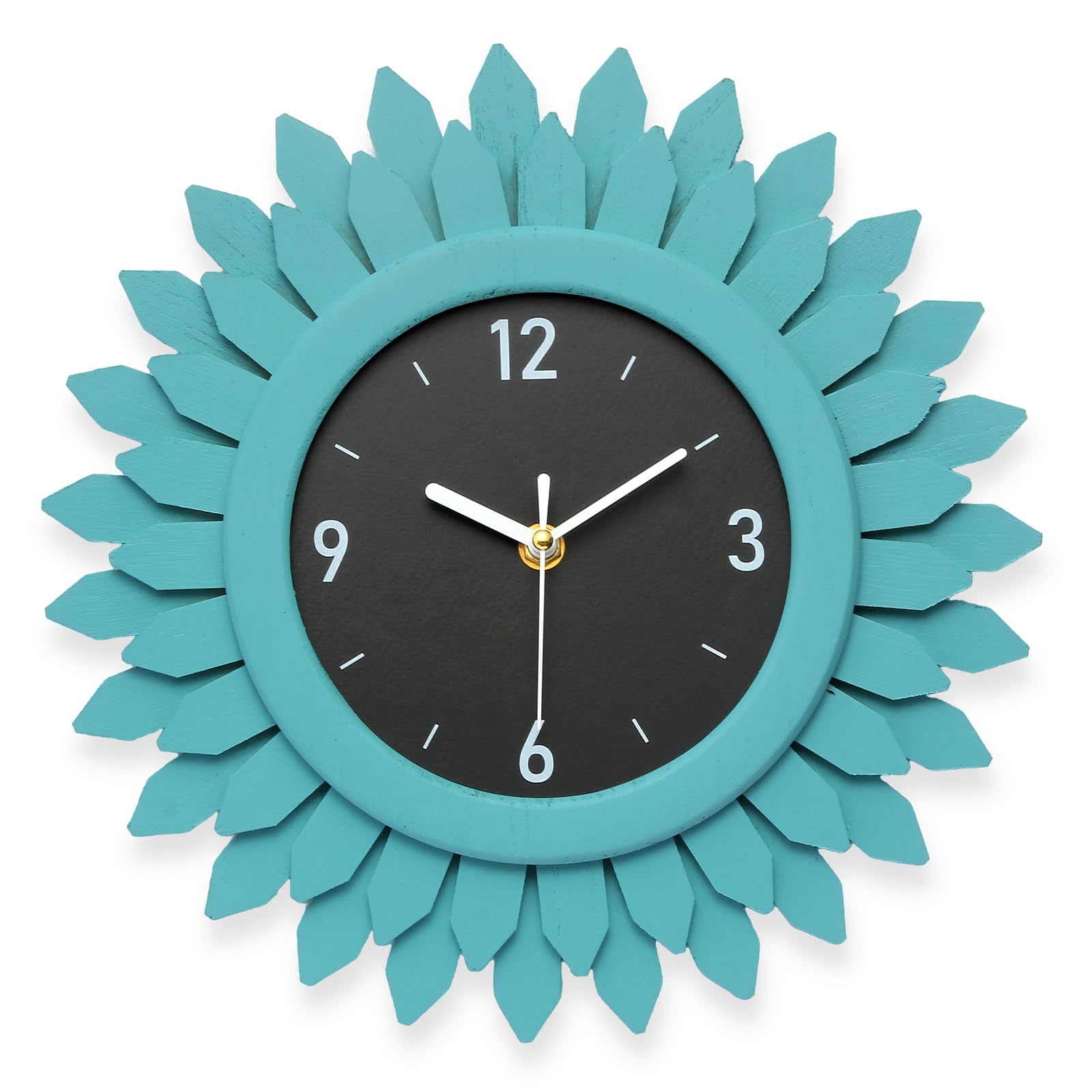 Honiway Wall Clock Battery Operated 12 Inch Rustic Wood Beach Sunburst Decorative Wall Clock Silent Non-Ticking Coastal Wall Dec