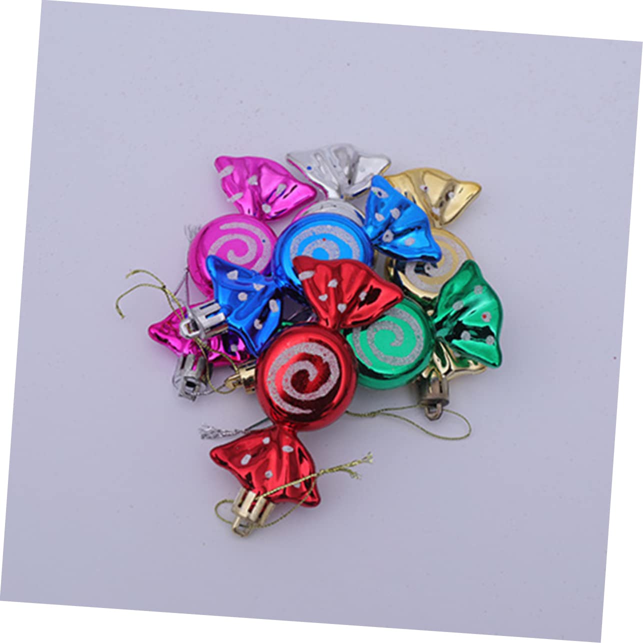 ABOOFAN 6Pcs Christmas Candy Ornament Glitter Peppermint Candy Cane Hanging Ornaments for Christmas Tree Decorations Xmas Holida