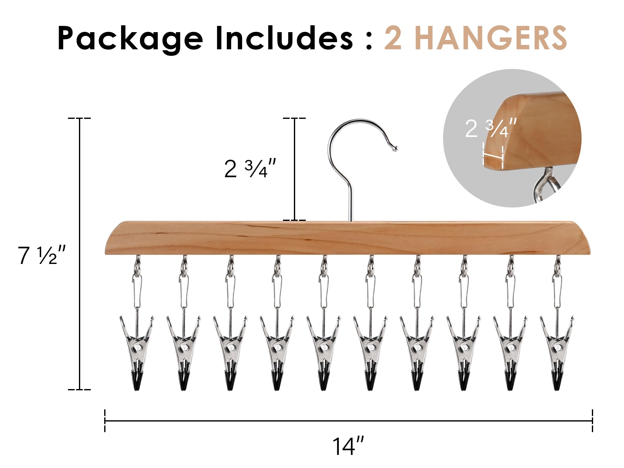 Storageworks Hat Organizer, Wooden Hat Hangers For Closet, Hat Racks For Baseball Caps, Set Of 2 Cap Organizer With 10 Adjustabl
