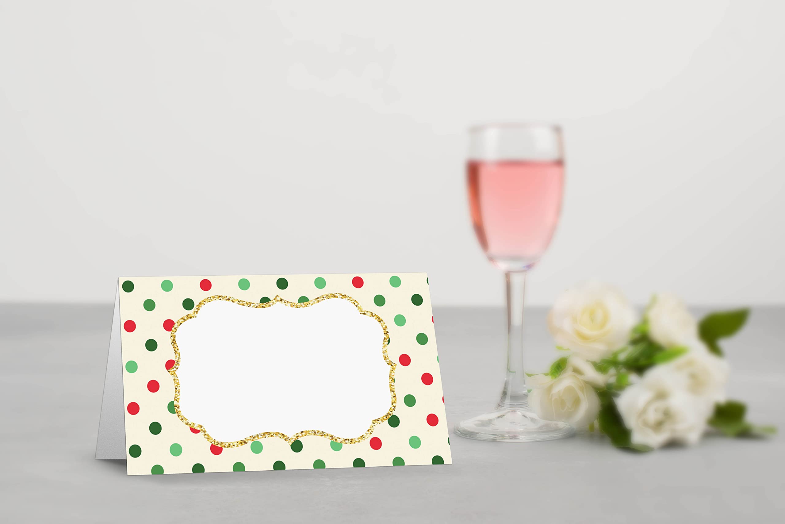 Table Place Card, Christmas Themed Tent Style Cards, Pack Of 25 Half-Fold Reception Place Card, Perfect For Christmas Party, Wed