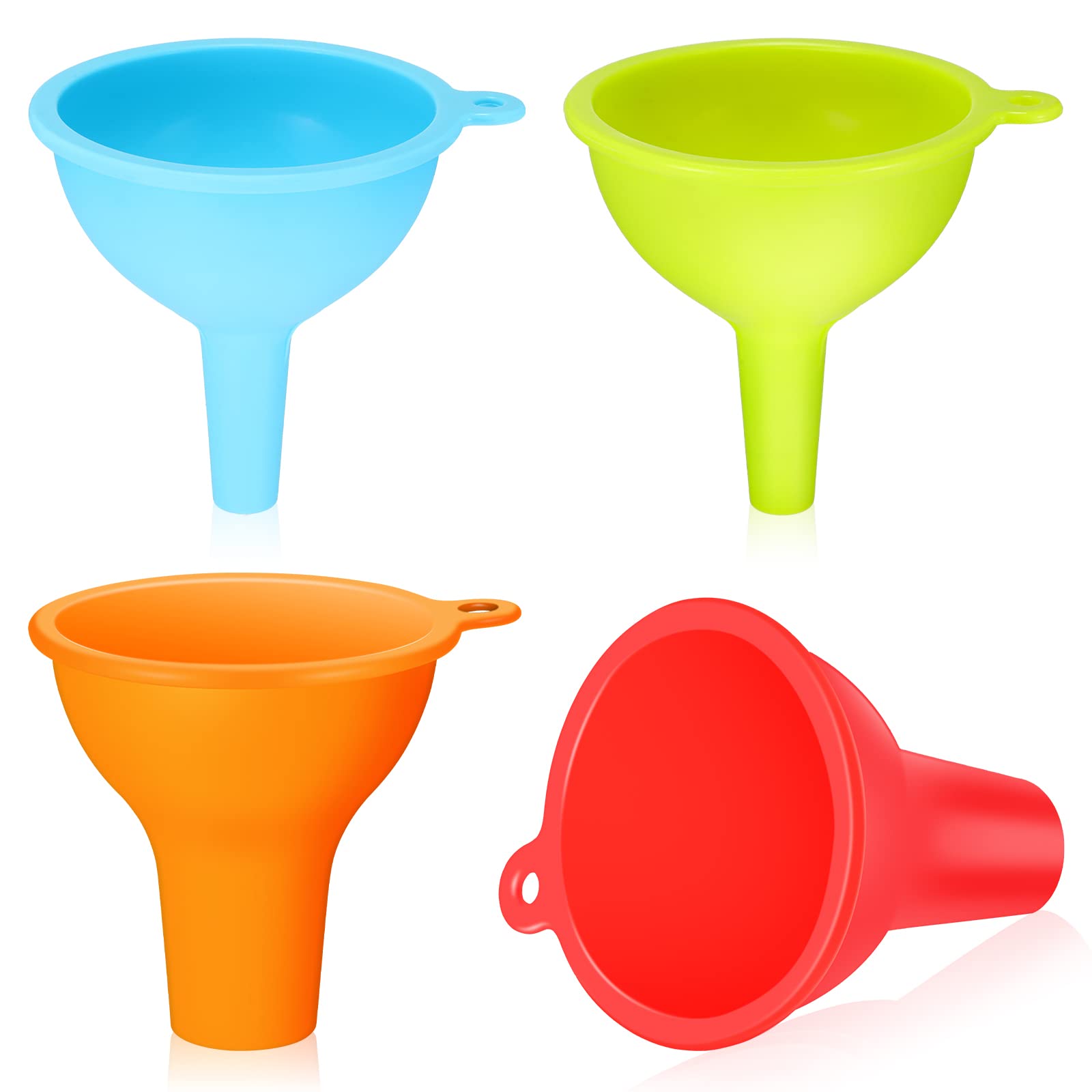 4 Pcs Kitchen Funnel Set Canning Funnel Silicone Funnel Food Funnel, Small And Large, Wide Mouth Funnel For Jars Jam Spice Filli
