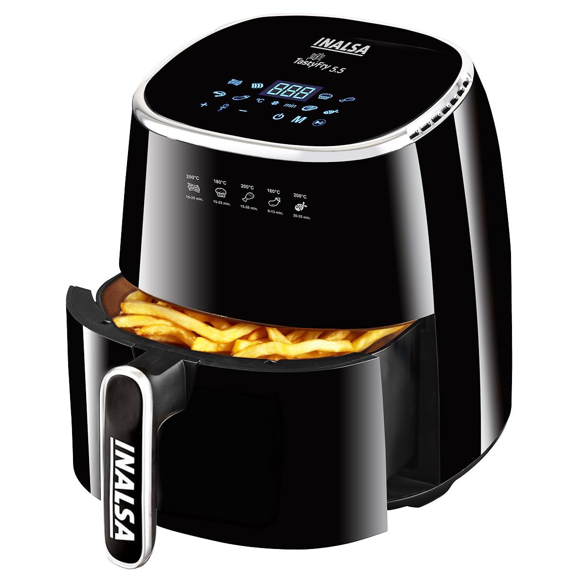 Inalsa Air Fryer For Home|5.5 L Capacity|1600 W With Smart Aircrisp Technology|Quick Heat Circulation|4-In-1 Appliance With 8 Pr