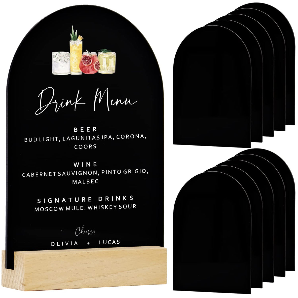 5X7 Inch Blank Black Arch Acrylic Sign | 10 Pack Arch Acrylic Blanks Acrylic Sheet 1/8 Inch Thick, Diy Acrylic Arch Table Number