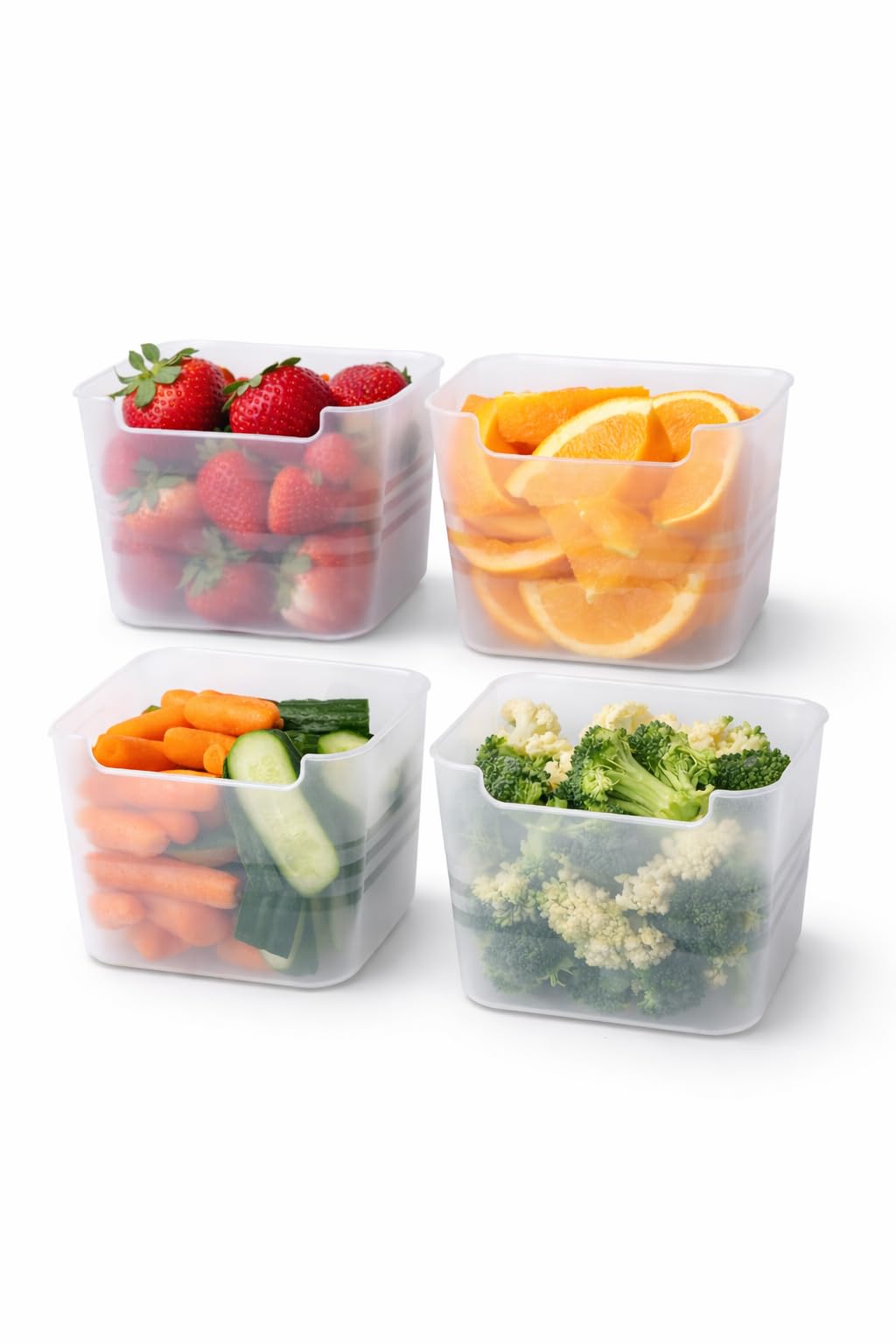 Visudh Food Storage Containers With Lids, Stackable Fridge Organizer Boxes, Clear Plastic Containers For Fruits, Vegetables & Sn